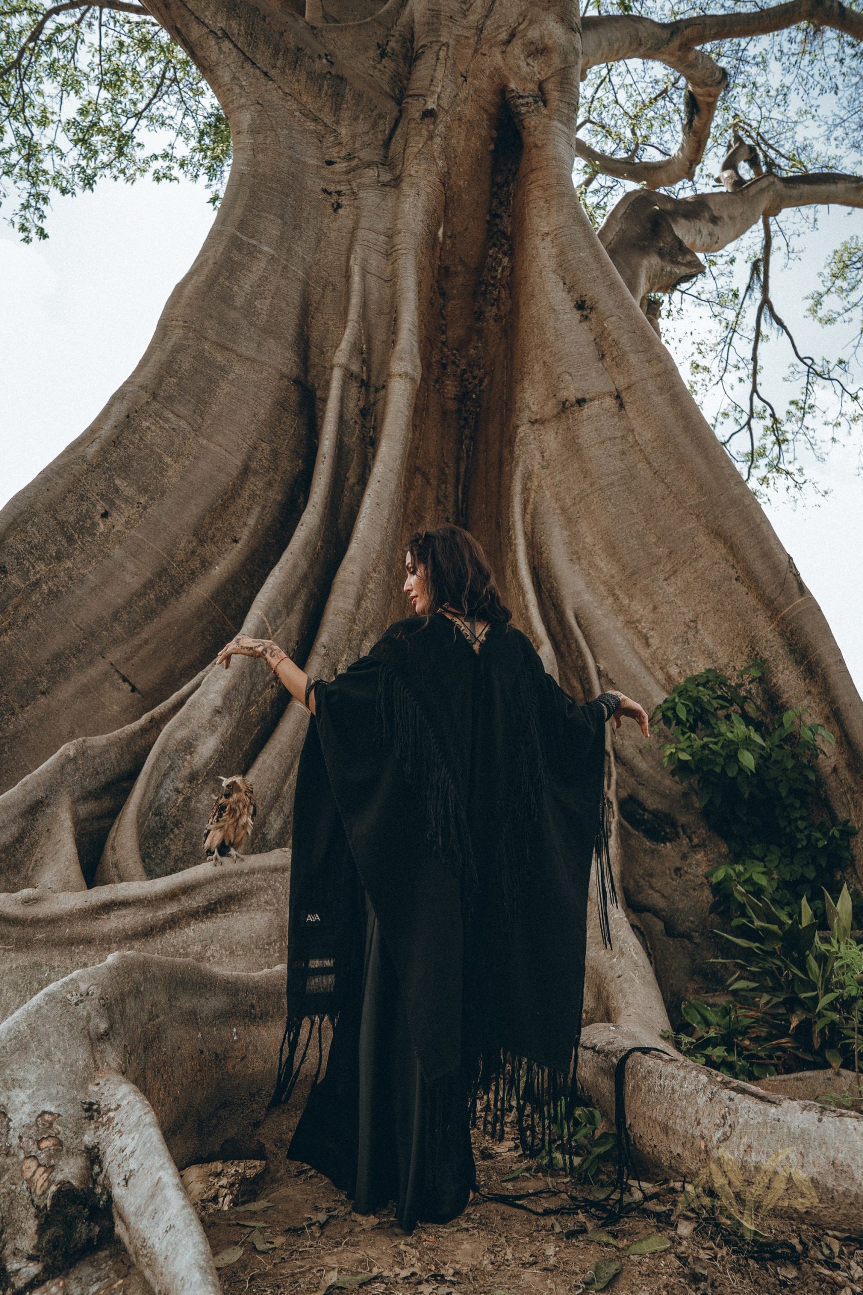 Bohemian Black Long Poncho Maternity Robe Ceremony Cover