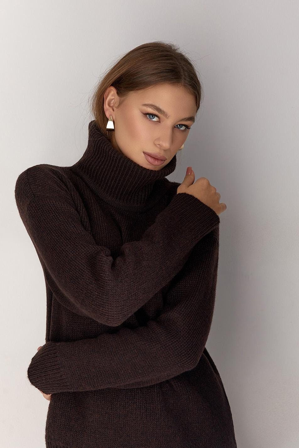 Alpaca Turtleneck Sweater Warm Mohair Wool Knit Pullover